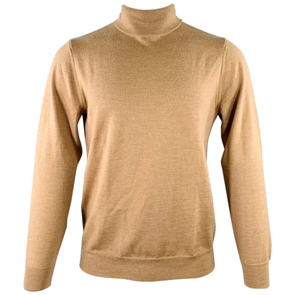 A.P.C. Tan Italian Merino Wool Knit Turtleneck Long Sleeve Sweater Medium